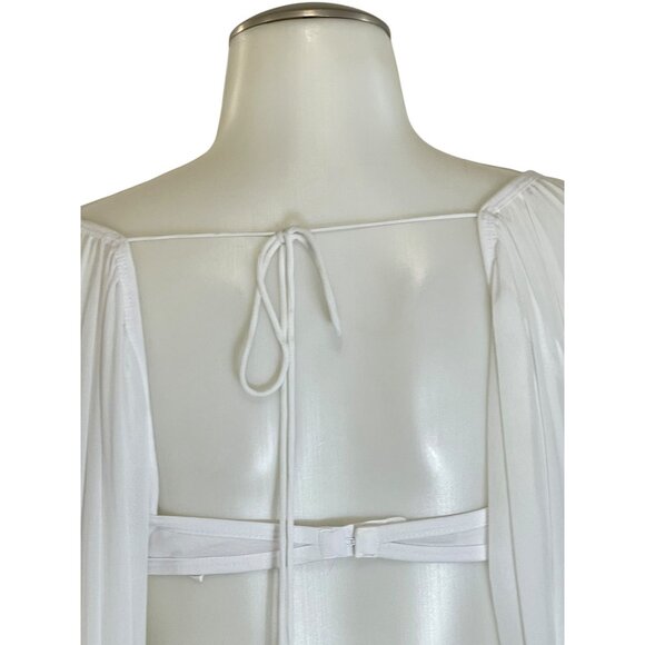 Princess Polly White Long Sleeve Open Back Crop Top  Tie Detail & Puff Sleeve S - Picture 8 of 11
